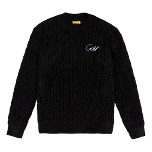STRETCH TERRY CABLE SWEATER by GOLF WANG | Black
