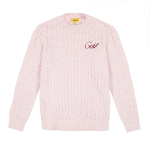STRETCH TERRY CABLE SWEATER by GOLF WANG | Pink | Thumbnail