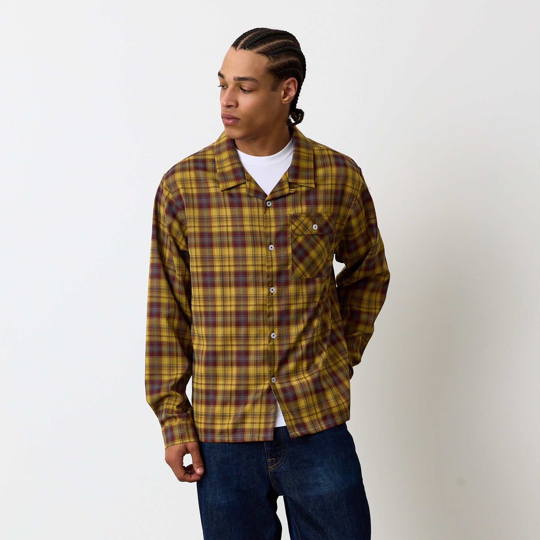 PLAID TUCKER BUTTON DOWN by GOLF WANG PLAID TUCKER BUTTON DOWN by GOLF WANG