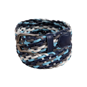 MULTICOLOR LEATHER BRAIDED BELT by GOLF WANG | Blue