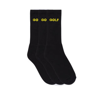 LOGO SOCKS 3PK by GOLF WANG | Black/Gold | Thumbnail