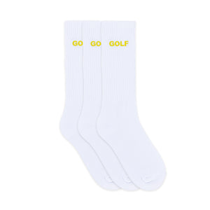 LOGO SOCKS 3PK by GOLF WANG | White/Gold | Thumbnail