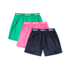 LOGO BOXERS 3PK by GOLF WANG | Pink/Navy/Green